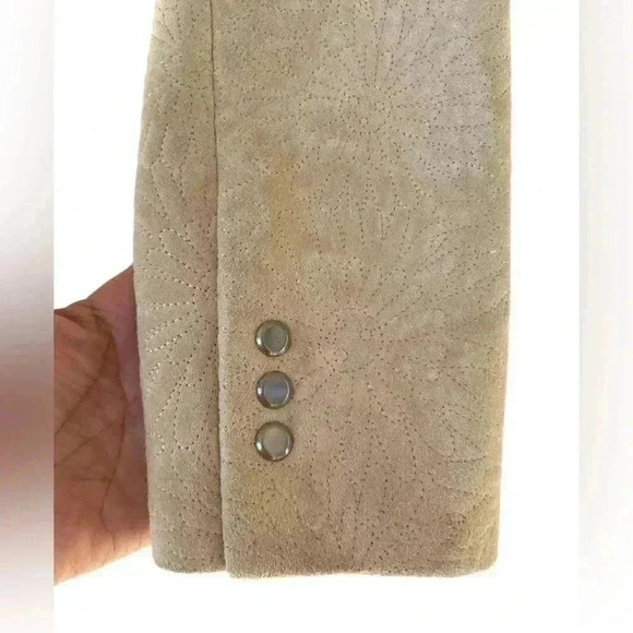 LIZ Claiborne women’s cream suede blazer jacket button down collar sz 4 NWOT - Picture 3 of 9